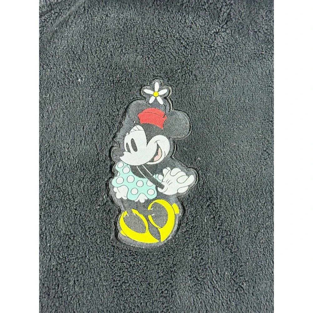 Disney Minnie Mouse Full Zip Fleece Jacket Black Womens XXL Mock Neck Coat